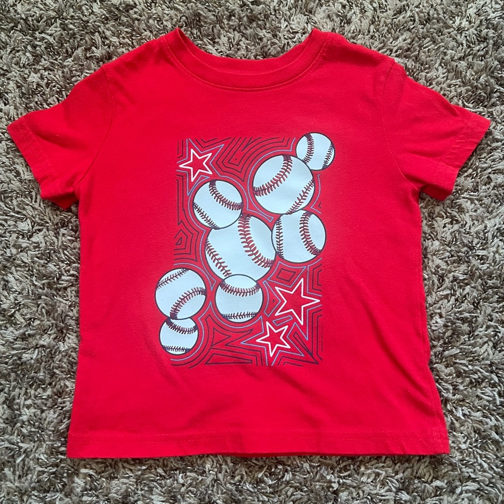 Red Kids Baseball Graphic Tee